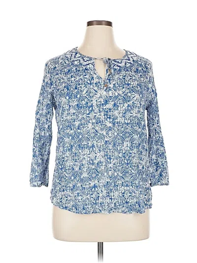 Pre-owned Lucky Brand 3/4 Sleeve Blouse In Blue