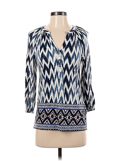 Pre-owned Lucky Brand 3/4 Sleeve Blouse In Blue