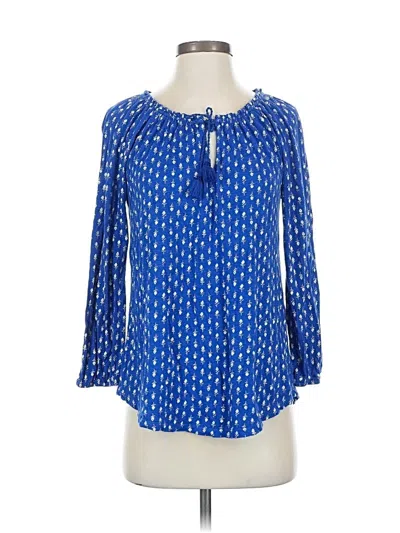 Pre-owned Lucky Brand 3/4 Sleeve Blouse In Blue