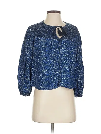 Pre-owned Lucky Brand 3/4 Sleeve Blouse In Blue