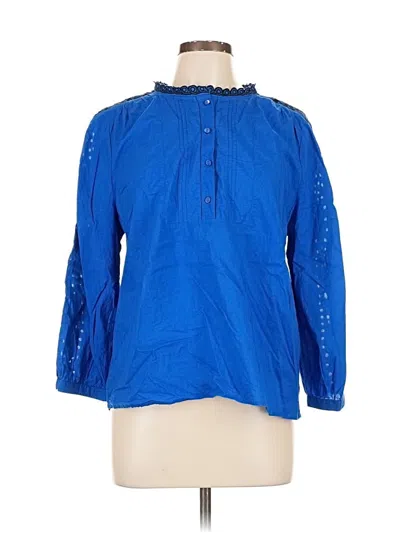 Pre-owned Lucky Brand 3/4 Sleeve Blouse In Blue