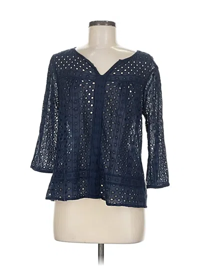 Pre-owned Lucky Brand 3/4 Sleeve Blouse In Blue