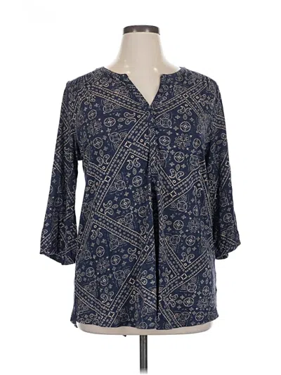 Pre-owned Lucky Brand 3/4 Sleeve Blouse In Blue