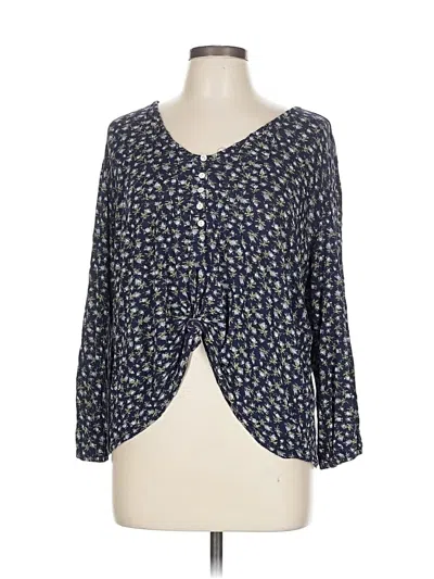 Pre-owned Lucky Brand 3/4 Sleeve Blouse In Blue