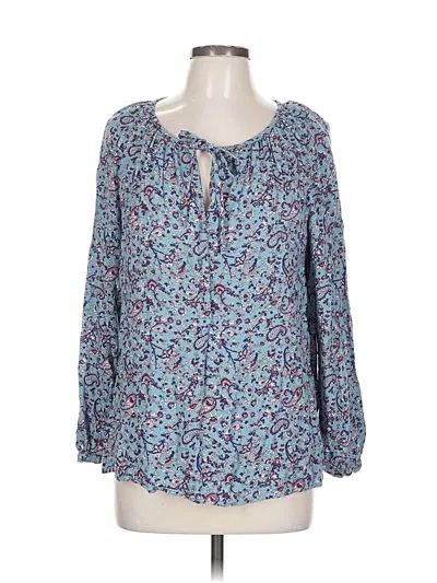 Pre-owned Lucky Brand 3/4 Sleeve Blouse In Blue