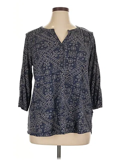 Pre-owned Lucky Brand 3/4 Sleeve Blouse In Blue