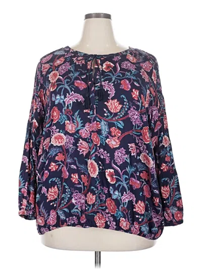 Pre-owned Lucky Brand 3/4 Sleeve Blouse In Blue
