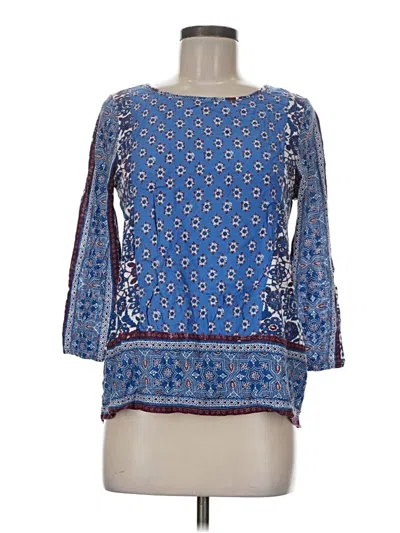 Pre-owned Lucky Brand 3/4 Sleeve Blouse In Blue