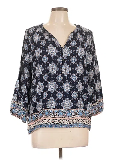 Pre-owned Lucky Brand 3/4 Sleeve Blouse In Blue