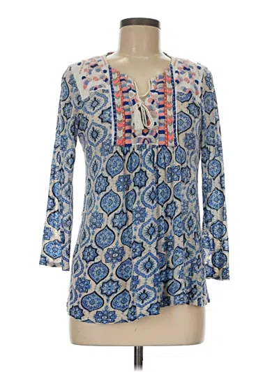 Pre-owned Lucky Brand 3/4 Sleeve Blouse In Blue