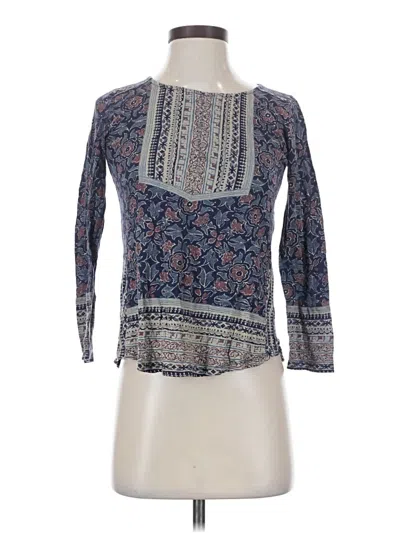 Pre-owned Lucky Brand 3/4 Sleeve Blouse In Blue