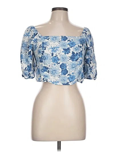 Pre-owned Lucky Brand 3/4 Sleeve Blouse In Blue