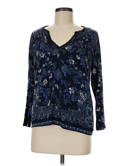 Pre-owned Lucky Brand 3/4 Sleeve Blouse In Blue