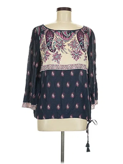 Pre-owned Lucky Brand 3/4 Sleeve Blouse In Blue