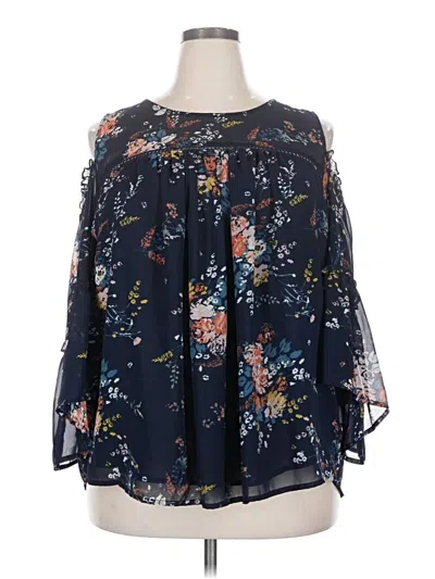 Pre-owned Lucky Brand 3/4 Sleeve Blouse In Blue