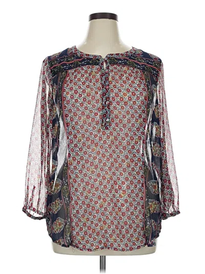 Pre-owned Lucky Brand 3/4 Sleeve Blouse In Blue