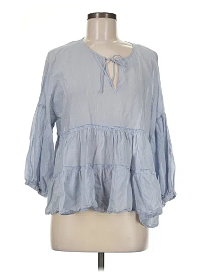 Pre-owned Lucky Brand 3/4 Sleeve Blouse In Blue