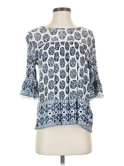 Pre-owned Lucky Brand 3/4 Sleeve Blouse In Blue