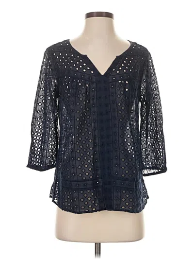 Pre-owned Lucky Brand 3/4 Sleeve Blouse In Blue