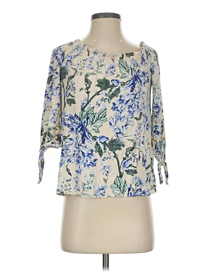 Pre-owned Lucky Brand 3/4 Sleeve Blouse In Blue