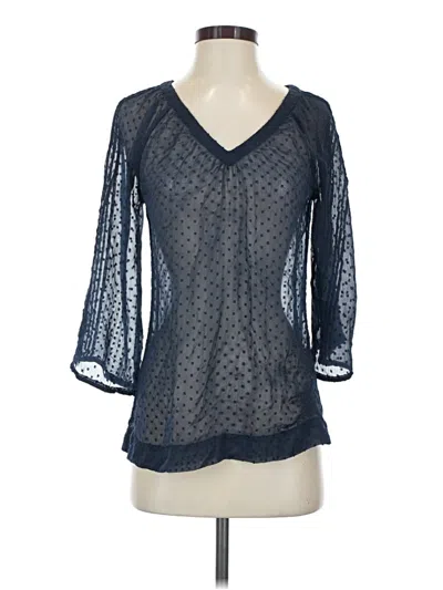 Pre-owned Lucky Brand 3/4 Sleeve Blouse In Blue
