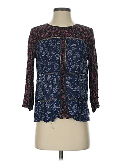 Pre-owned Lucky Brand 3/4 Sleeve Blouse In Blue