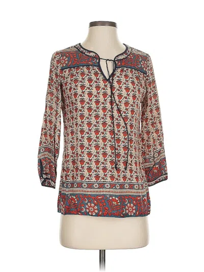 Pre-owned Lucky Brand 3/4 Sleeve Blouse In Brown