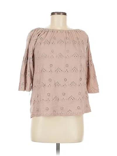 Pre-owned Lucky Brand 3/4 Sleeve Blouse In Brown