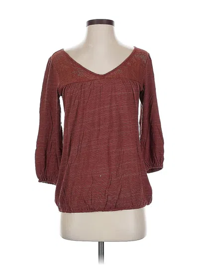 Pre-owned Lucky Brand 3/4 Sleeve Blouse In Burgundy