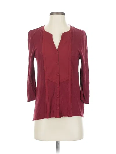 Pre-owned Lucky Brand 3/4 Sleeve Blouse In Burgundy