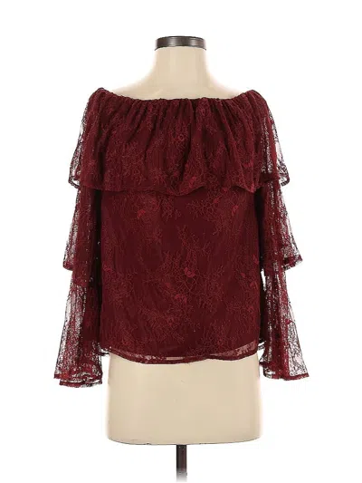 Pre-owned Lucky Brand 3/4 Sleeve Blouse In Burgundy