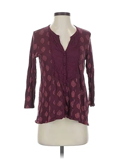 Pre-owned Lucky Brand 3/4 Sleeve Blouse In Burgundy