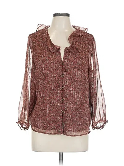 Pre-owned Lucky Brand 3/4 Sleeve Blouse In Burgundy