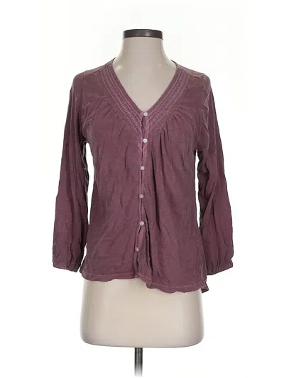 Pre-owned Lucky Brand 3/4 Sleeve Blouse In Burgundy