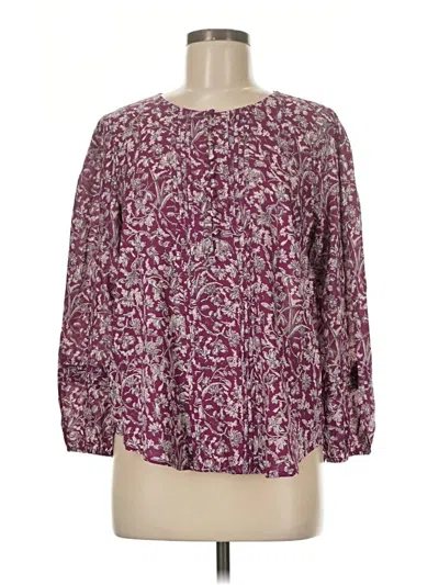 Pre-owned Lucky Brand 3/4 Sleeve Blouse In Burgundy