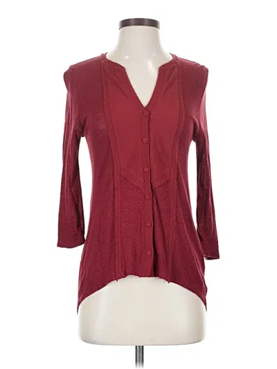Pre-owned Lucky Brand 3/4 Sleeve Blouse In Burgundy