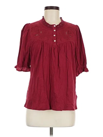 Pre-owned Lucky Brand 3/4 Sleeve Blouse In Burgundy