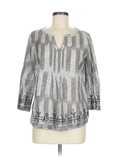 Pre-owned Lucky Brand 3/4 Sleeve Blouse In Gray