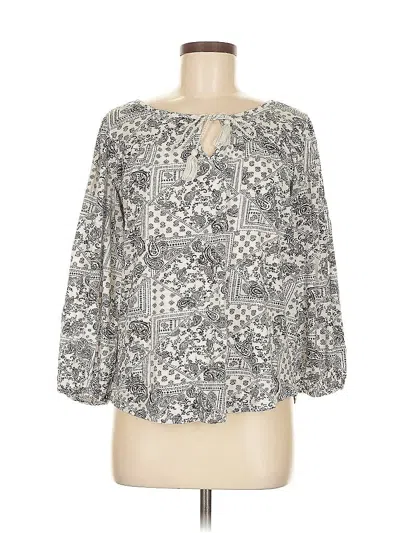 Pre-owned Lucky Brand 3/4 Sleeve Blouse In Gray