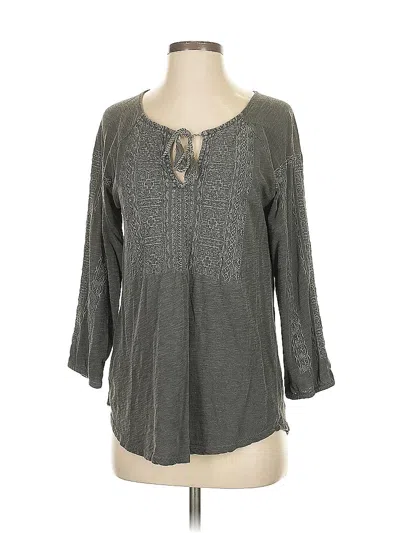 Pre-owned Lucky Brand 3/4 Sleeve Blouse In Gray