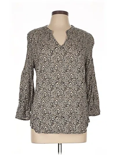 Pre-owned Lucky Brand 3/4 Sleeve Blouse In Gray