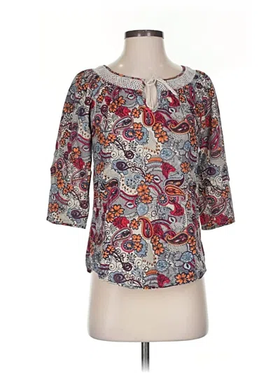 Pre-owned Lucky Brand 3/4 Sleeve Blouse In Gray