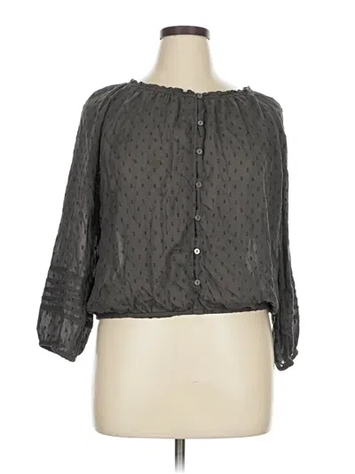 Pre-owned Lucky Brand 3/4 Sleeve Blouse In Gray