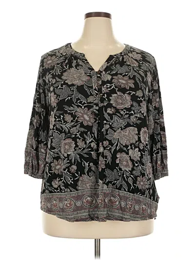 Pre-owned Lucky Brand 3/4 Sleeve Blouse In Gray