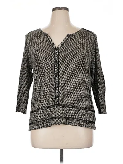 Pre-owned Lucky Brand 3/4 Sleeve Blouse In Gray