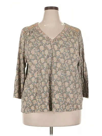 Pre-owned Lucky Brand 3/4 Sleeve Blouse In Gray