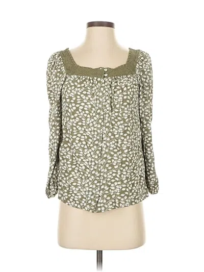 Pre-owned Lucky Brand 3/4 Sleeve Blouse In Green