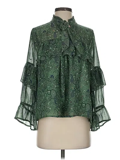 Pre-owned Lucky Brand 3/4 Sleeve Blouse In Green