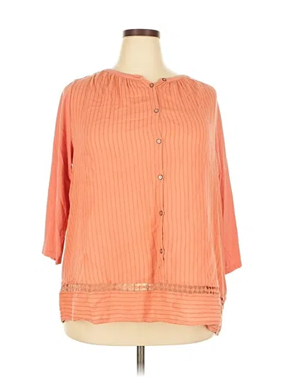 Pre-owned Lucky Brand 3/4 Sleeve Blouse In Orange