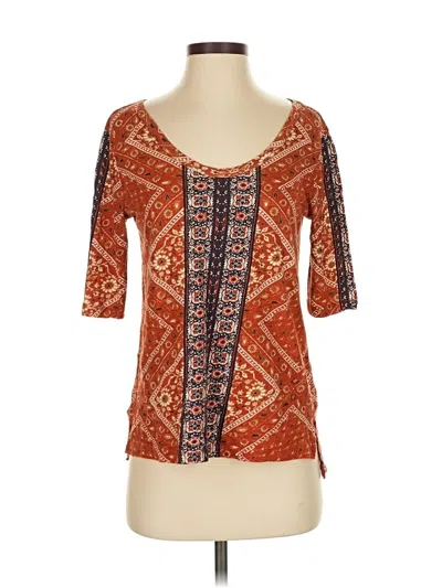 Pre-owned Lucky Brand 3/4 Sleeve Blouse In Orange